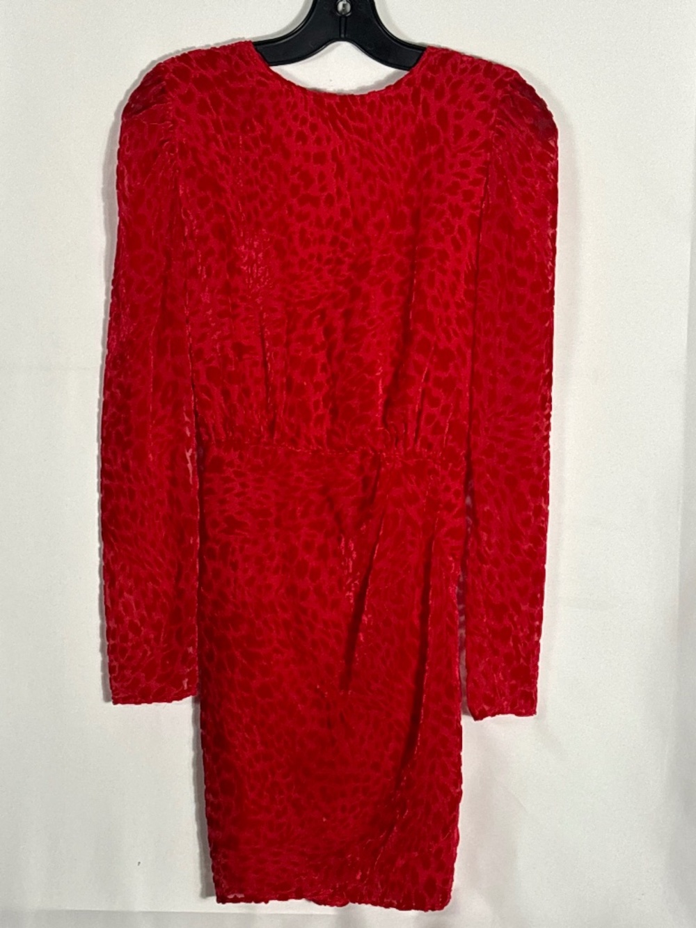 The Kooples Red Leopard Devoré Velvet Mini Dress Puff Shoulder Long Sleeve Sz 1